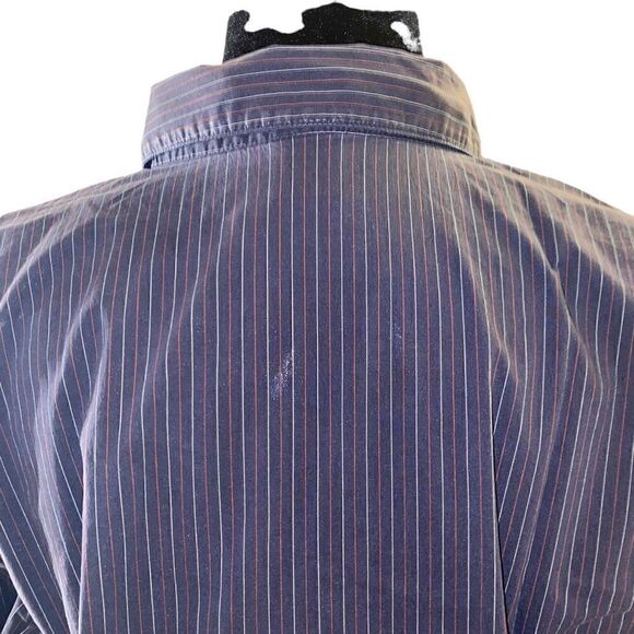 Old Navy Fitted Button Down Black Pin Stripe Stretch Top Size L - Picture 7 of 11